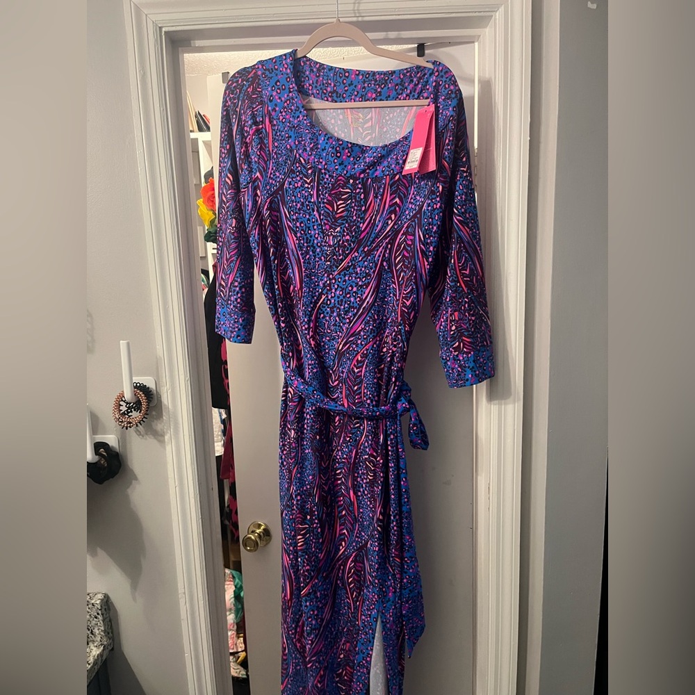 Lilly Pulitzer Vibrant Blue and Pink Long Sleeve Dress